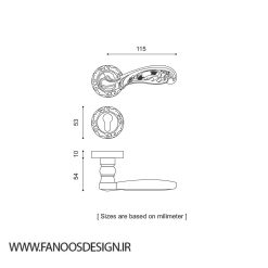 Luxury room door rosette handle code 8200R 3 | فانوس دیزاین تولید کننده انواع درب اتاق ، ضد سرقت، درب ورودی و ضد آل