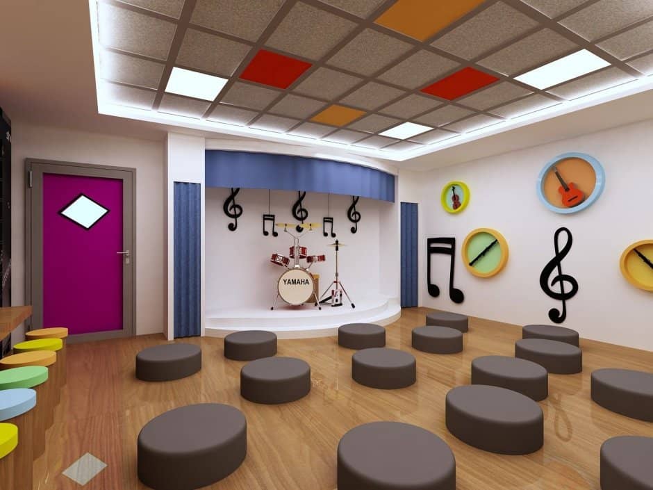 طراحی و اجرای دکوراسیون آموزشگاه موسیقی 22 Scandinavian music school decor