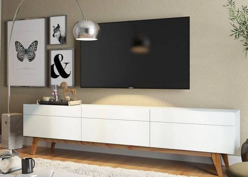 میز تی وی چوبی سفید جدید کد 1203