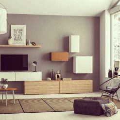 میز تی وی و شلف چوبی سفید کد 1254