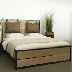 تخت خواب چوبی و فلزی سبک روستیک دو نفره چوبی و فلزی سایز 200*180 کد 1269 3 تخت خواب مدرن کد 1269