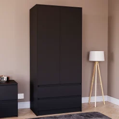 کمد لباس 2 درب مشکی سایز 470*170*76 کد 1109