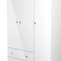 کمد لباس 3 گانه بلند مدرن 2 کشویی سفید سایز 196*110*62 کد 1115