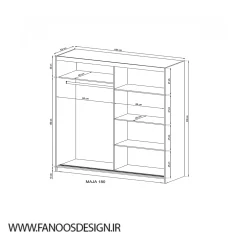 کمد لباس درب کشویی سایز 200*180*62 کد 1182