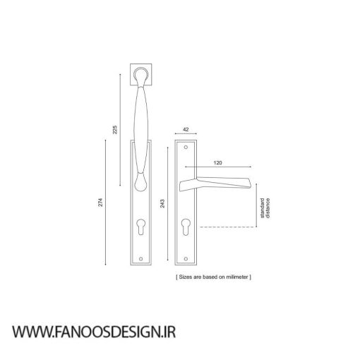 دستگیره آپارتمانی ایران کد 1104L - Image 3