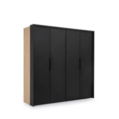 سبد خرید 3 کمد لباس دو درب لولایی مشکی با 4 کشو داخلی سایز 204*204*65 کد 8780