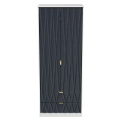 کمد لباس دو درب و دو کشو درب سورمه ای سایز 197*74*53 کد 8986