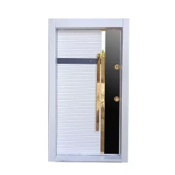 درب ضدسرقت مدرن سفید کف ۱۴ قفل و یراق آلات تیپ ترک رنگ پلی اورتان سایز 110*210 کد 305۸۵