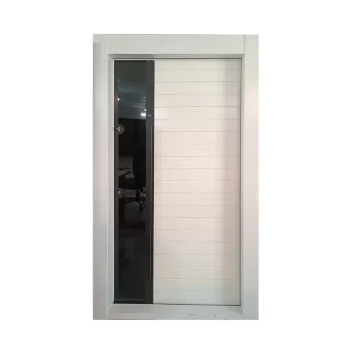 درب ضدسرقت مدرن سفید ترکیبی شیشه و رنگ کف ۱۴ سایز ۱۱۰ مدل ژیوار