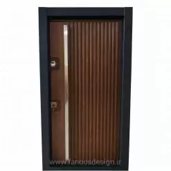 درب ضد سرقت طرح چوب شیار عمودی با فریم مشکی