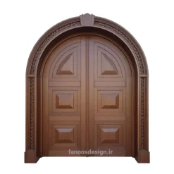 درب چوبی دو لنگه قوس‌دار مدل آتریوم