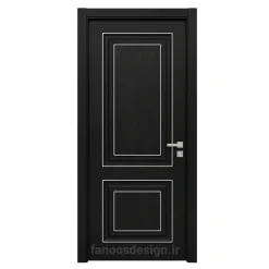 نقاشی ساختمان 8 درب چوبی مشکی با قاب سفید مدل کلاسیک دو پنل کد 30716