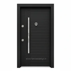 درب ضد سرقت مدل بلک‌لاین با کوبه گرد و دستگیره عمودی کد 30413