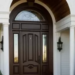 درب ورودی چوبی کلاسیک قوسی با شیشه دکوراتیو و سایدلایت کد 30207 3 درب ورودی چوبی کلاسیک قوسی با شیشه دکوراتیو و سایدلایت