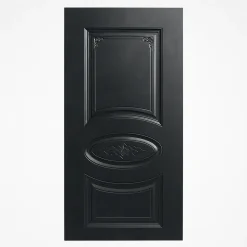 درب مشکی کلاسیک با قاب بیضی | طراحی لوکس و اصیل برای فضاهای خاص