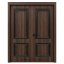 درب MDF کلاسیک قهوهای تیره با قاب مشکی کد 30652