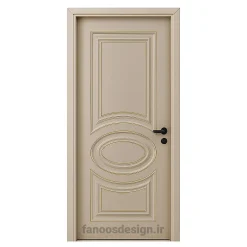 درب کلاسیک کرم با قاب بیضی و حاشیه طلایی (MDF رنگ پلییورتان) کد 30581