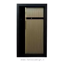 درب ضد سرقت کلاسیک طلایی | خرید درب ورودی با فریم مشکی و طراحی مدرن