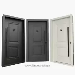 درب ضد سرقت خاکستری طرح کلاسیک با فریم فلزی