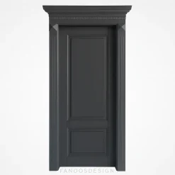 درب طوسی کلاسیک با تاج تزئینی | طراحی لوکس و چشم‌نواز برای دکوراسیون خاص