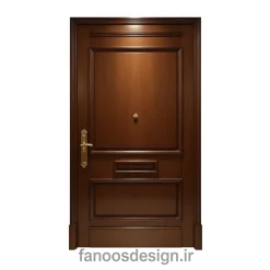 درب چوبی لوکس مدل کلاسیک با یراق‌آلات برنجی کد 30363