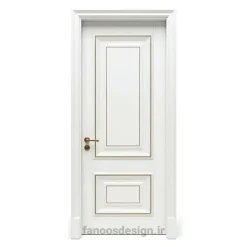 درب اتاق کلاسیک مدل وینتیج بژ با پنل برجسته و قاب‌کاری تزئینی کد 30316