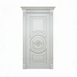 درب MDF سفید کلاسیک مدل دایره منبت با خطوط طلایی کد 30286