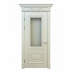 درب MDF سفید کلاسیک شیشه‌خور مدل الماسی