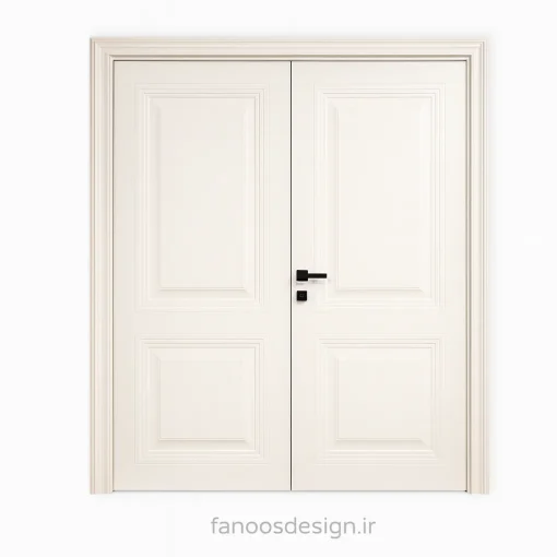 درب اتاق دو لنگه MDF سفید مدل کلاسیک کد 30237