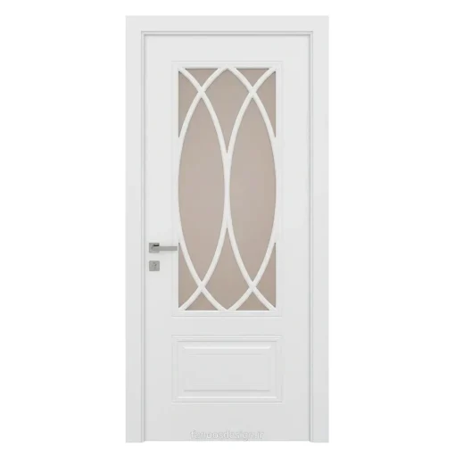 درب اتاق شیشه‌خور کلاسیک سفید طرح بیضی (MDF رنگ پلی‌یورتان)کد 30608