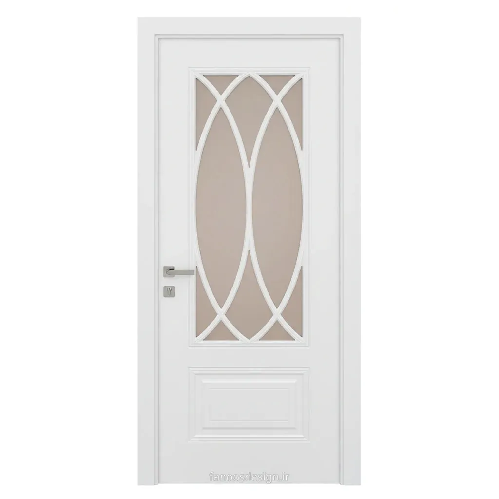 درب اتاق شیشهخور کلاسیک سفید طرح بیضی (MDF رنگ پلییورتان)کد 30608 1 درب اتاق شیشهخور کلاسیک سفید طرح بیضی (MDF رنگ پلییورتان)کد 30608
