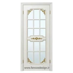 درب سفید کلاسیک شیشه‌کاری تزئینی