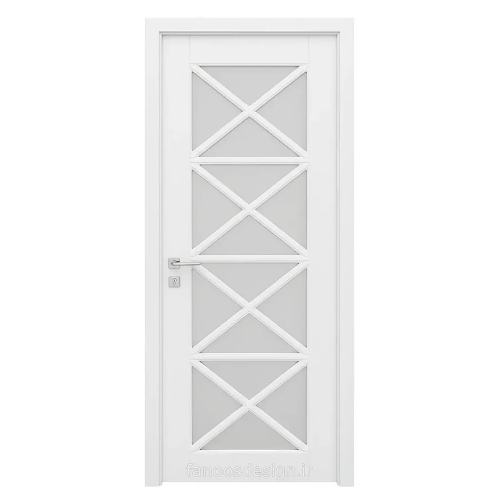 درب اتاق شیشهخور کلاسیک سفید طرح X (MDF رنگ پلییورتان)کد 30606 1 درب اتاق شیشهخور کلاسیک سفید طرح X (MDF رنگ پلییورتان)کد 30606