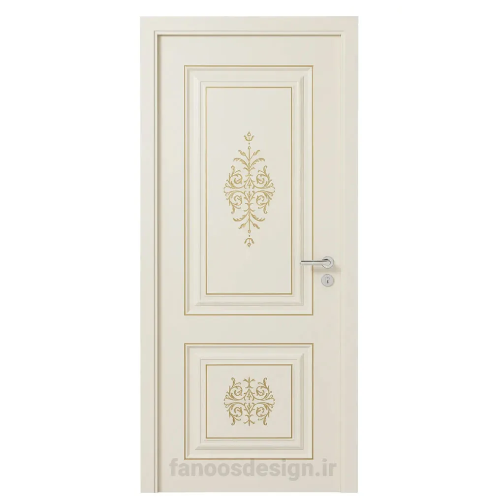 درب کلاسیک سفید طلایی پلی اورتان کد 30726 1 درب کلاسیک سفید طلایی پلی اورتان