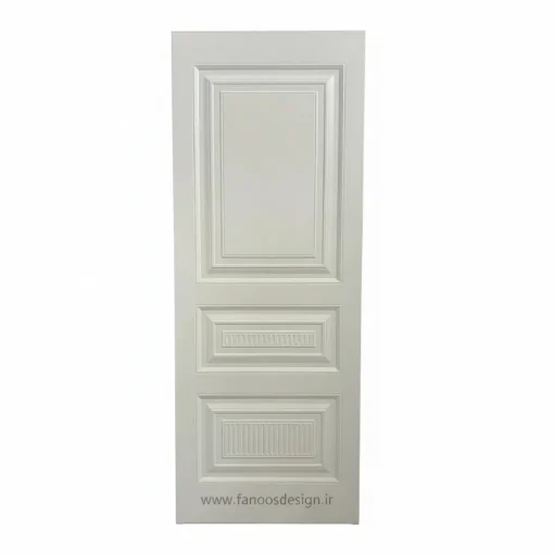 درب اتاقی کلاسیک MDF رنگ سفید مدل سه‌قاب شیاردار