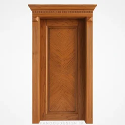 درب چوبی کلاسیک با تاج تزئینی | طراحی اصیل و لوکس از چوب طبیعی