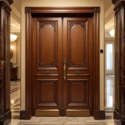 درب دو لنگه چوبی کلاسیک با منبتکاری سلطنتی و قاب ستوندار کد 30362 3 درب دو لنگه چوبی کلاسیک با منبتکاری سلطنتی