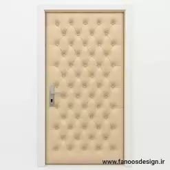 خرید درب آکوستیک چرمی کرم | درب عایق صدا با طراحی لوکس