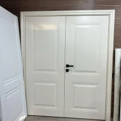 درب اتاق دو لنگه MDF سفید مدل کلاسیک کد 30237