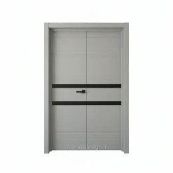 درب داخلی طوسی مدرن با نوار استیل افقی کد 30514