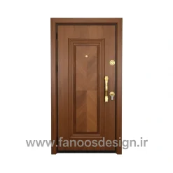 درب چوبی لوکس با طراحی پنل‌دار و فریم مشکی کد 30410