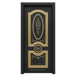درب لوکس مشکی با تزئینات طلایی مدل کلاسیک سلطنتی کد 30567