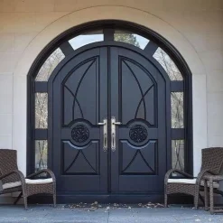 Luxury double leaf entrance door with arched window 1 | فانوس دیزاین تولید کننده انواع درب اتاق ، ضد سرقت، درب ورودی و ضد آل
