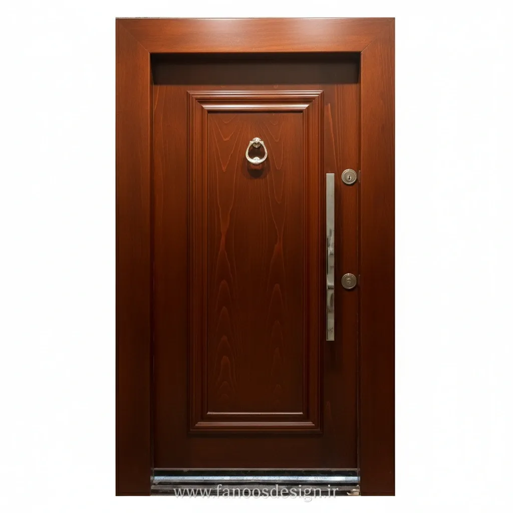 درب ورودی چوبی لوکس مدل دو‌لنگه با طراحی مدرن و کلاسیک کد 30404