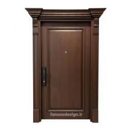 درب ورودی لوکس با قاب چوبی کلاسیک و تزئینات معماری کد 30396