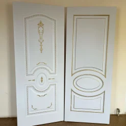 درب لوکس سفید با تزئینات طلایی مدل کلاسیک سلطنتی کد 30573