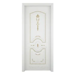 درب لوکس سفید با تزئینات طلایی مدل کلاسیک سلطنتی کد 30573