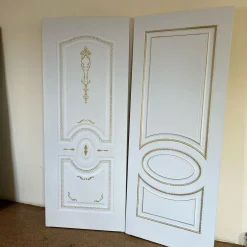 درب لوکس سفید با تزئینات طلایی مدل کلاسیک سلطنتی کد 30573