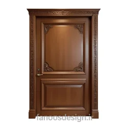 درب لوکس چوبی مدل کلاسیک با منبت‌کاری سلطنتی