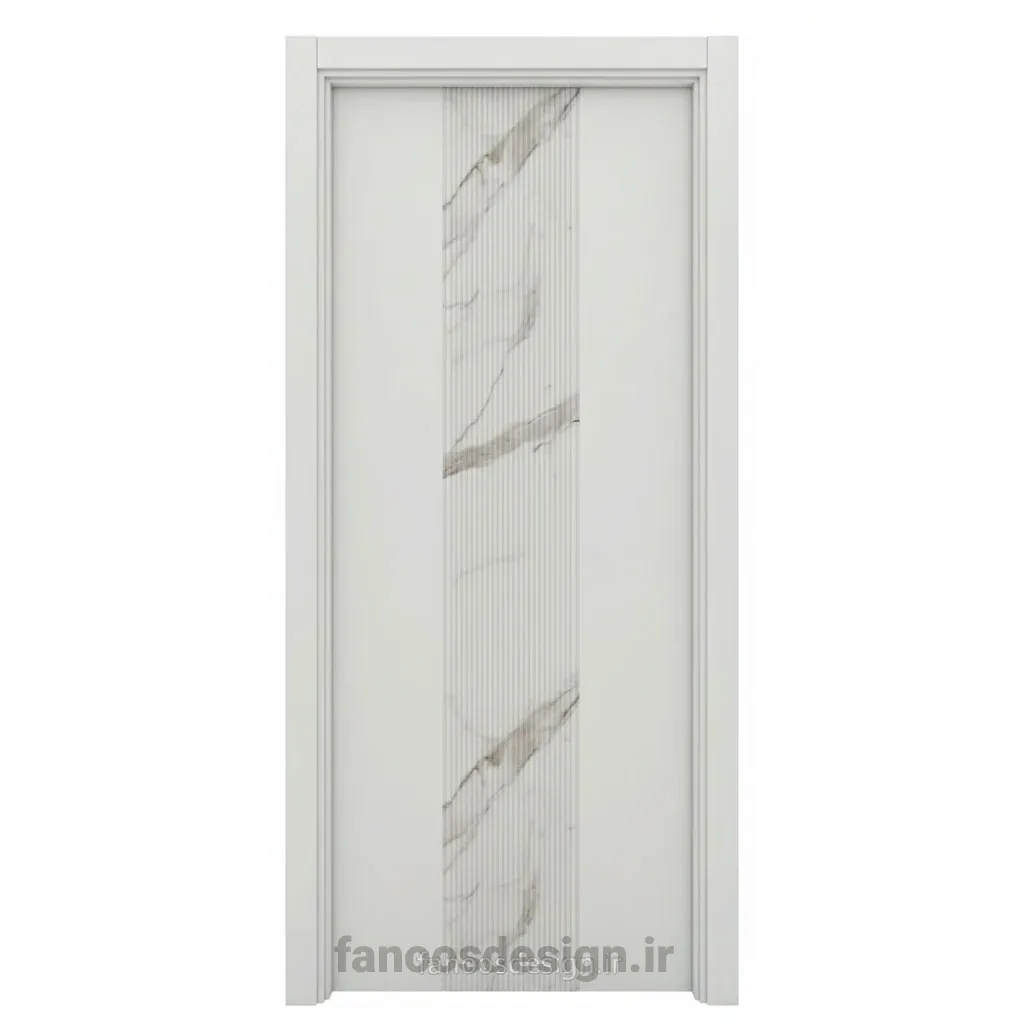درب مدرن سفید با نوار سنگ مرمر کد 30550 1 درب مدرن سفید با نوار سنگ مرمر